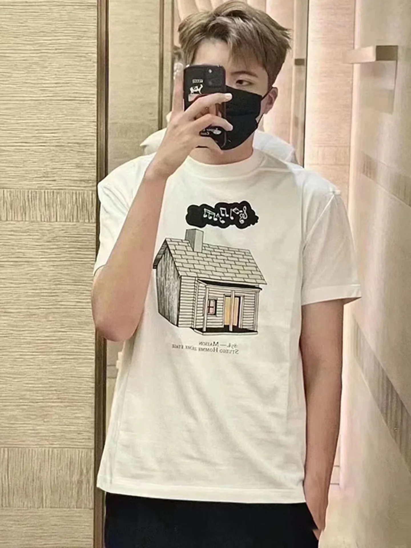 

Новая летняя мужская футболка свободного кроя из хлопка с коротким рукавом, повседневная, удобная, дышащая, с принтом в виде домиков