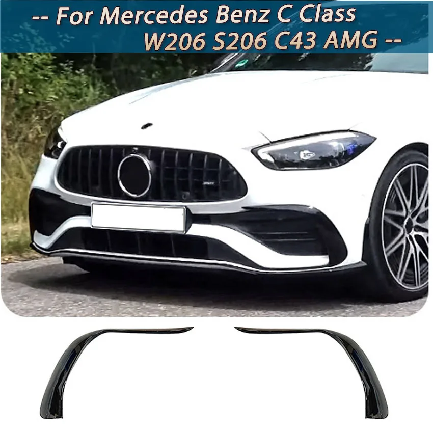 

Car Front Bumper Side Splitter Spoiler Decorative Cover Trim For Mercedes Benz C Class W206 S206 C200 C260 C43 AMG 2022-2024