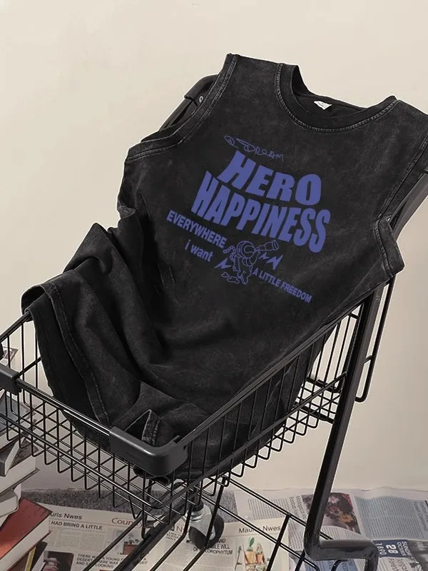 

Extra Large 300 Pou American Pure Cotton High End Svel T-irt Men Summer Trend Vintage Waed Loose Sports Vest