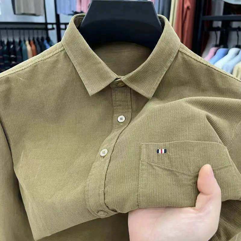 

Corduroy irt Men's Casual Color ket Busin Casual Outerwear Spring Autumn Faion Pure Color ket irt