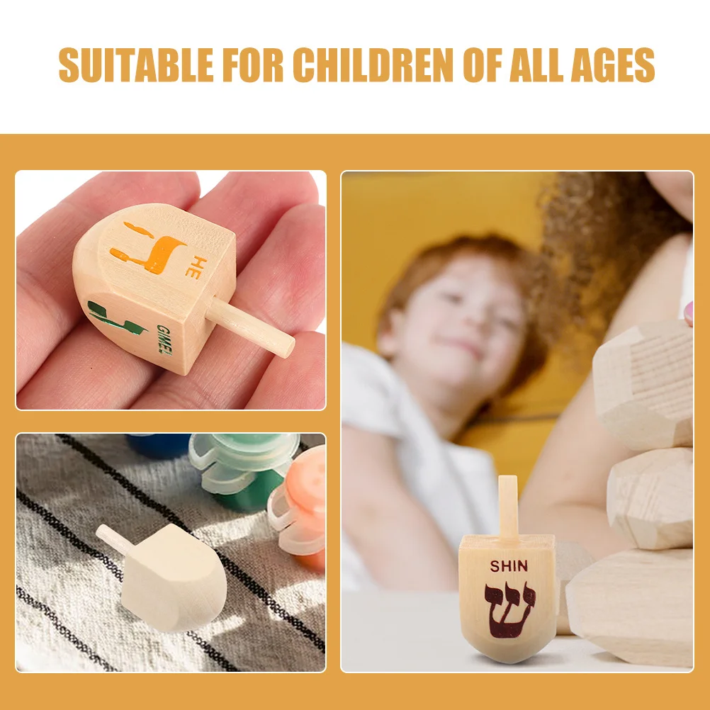 Conjunto de 8 Peças de Dreidel de Madeira para Crianças, Jogo Educativo de Coordenação Mão-Olho, Habilidade Motora Fina