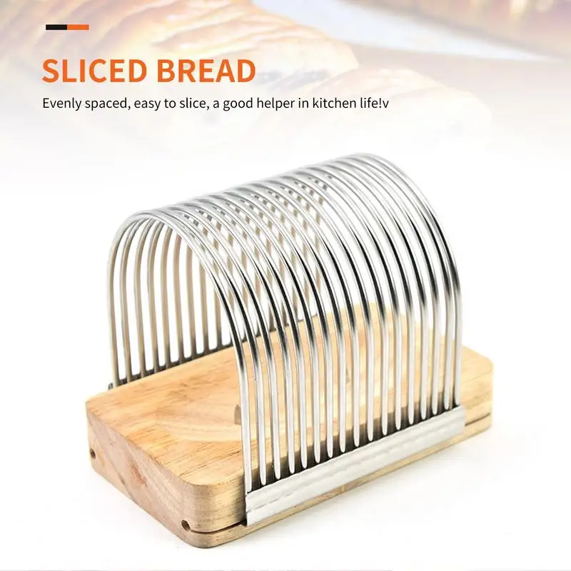 Bread Slicer Bread Slice Wooden Bread Cutter Stainles Steel Manual Bread Loaf Slicer Foldable Space Saving Homemade Bread Cutter