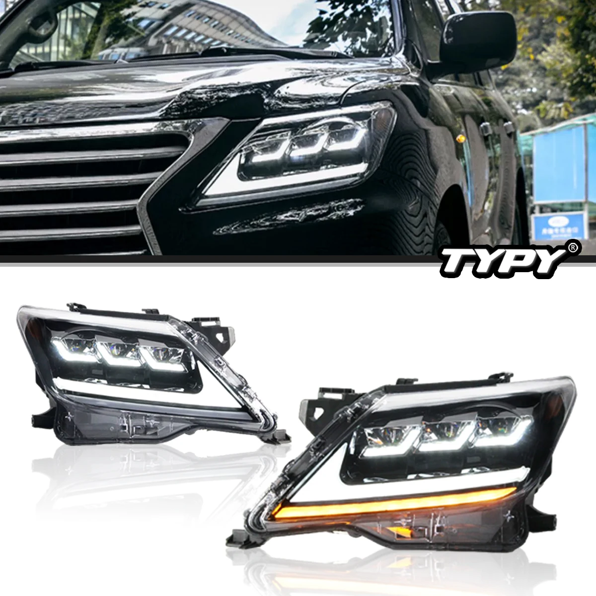 

TYPY Car Headlights For Lexus LX570 2009-2015 LED Car Headlights Dynamic Information Turn Signals Car Accessories