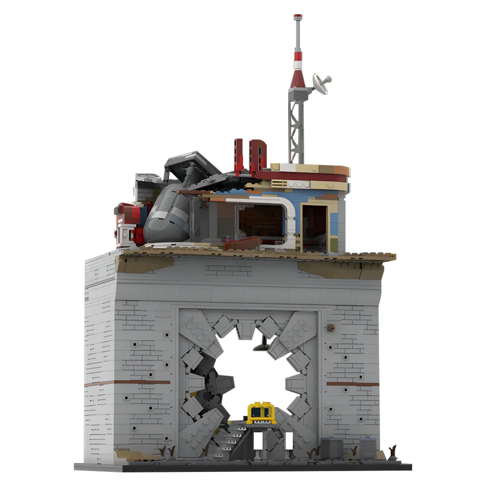 MOC Vault tec باب قبو مشهد الفيلم اللبنات نموذج صاروخ أحمر وحدات محطة الوقود الطوب المأوى لعبة للأطفال هدية