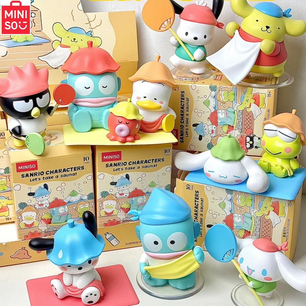 Miniso Sanrio Steam Sauna Series Blind Box Doll Toys Cinnamoroll Pompompurin Trendy Doll Girl Birthday Gift Ornament Mystery Box