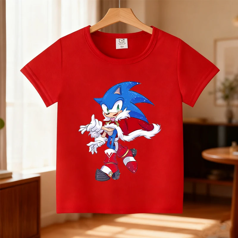 سونيس الأطفال تي شيرت فضفاض مريح امتصاص العرق تنفس أعلى لطيف الكرتون أنيمي نمط قصيرة الأكمام هدية عيد الميلاد #1