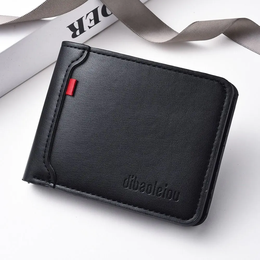 Nuovo portafoglio da uomo retrò in pelle PU morbido portamonete ultra sottile porta carte d'identità leggero da uomo