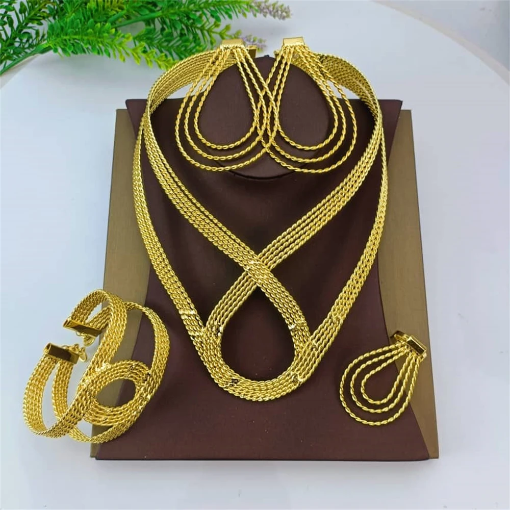 أطقم مجوهرات برازيلية فاخرة من EMMA للنساء دبي مطلية بالذهب مصنوعة يدويًا من مجموعة الزفاف الأفريقية مجموعات قلادات جريئة