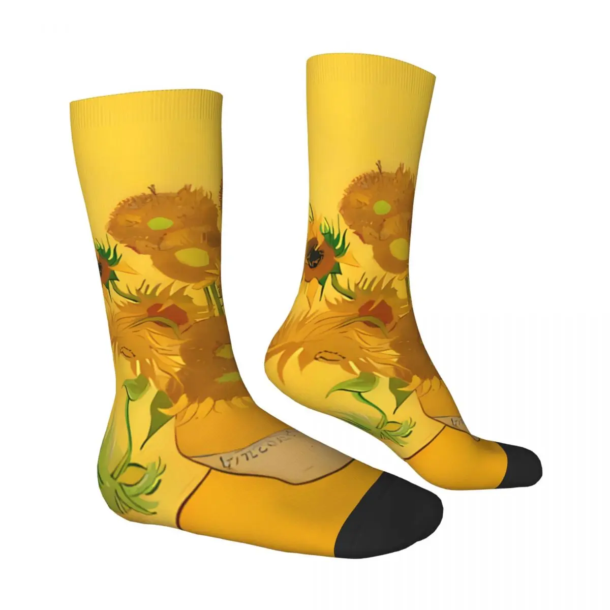 Sunflowers Van Gogh Oil Painting Socks Male Mens Women Summer Stockings Polyester