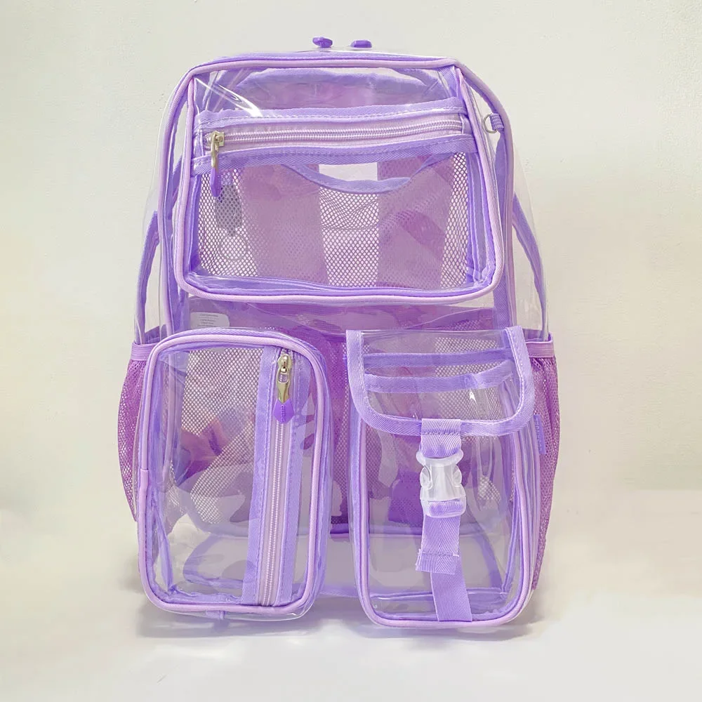 Large Capacity Transparent Backpack Casual Zipper Waterproof Clear Backpack School Bag Visible PVC Backpack Travel Bag for Women