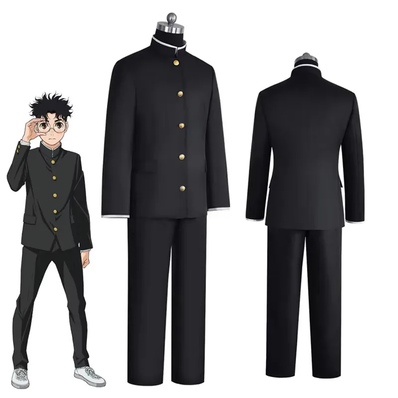 Ken Takakura Cosplay Costume Anime Dandadan Okarun School Uniform Black Jacket Pants Gakuran Glasses Halloween Party Men