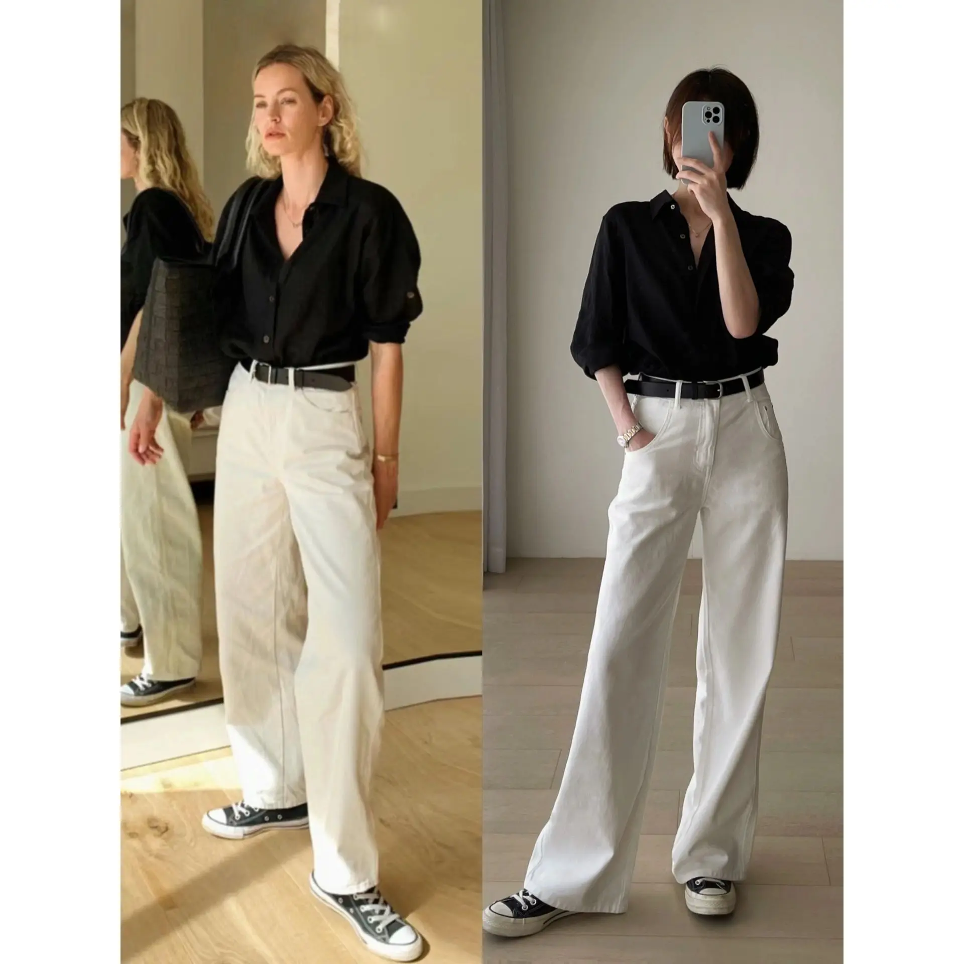 2000s White Jeans Women's Bermuda New  Loose Straight Tube Y2k Casual Denim Pants  Korean Fashion  Wide Leg Autumn Work Pants