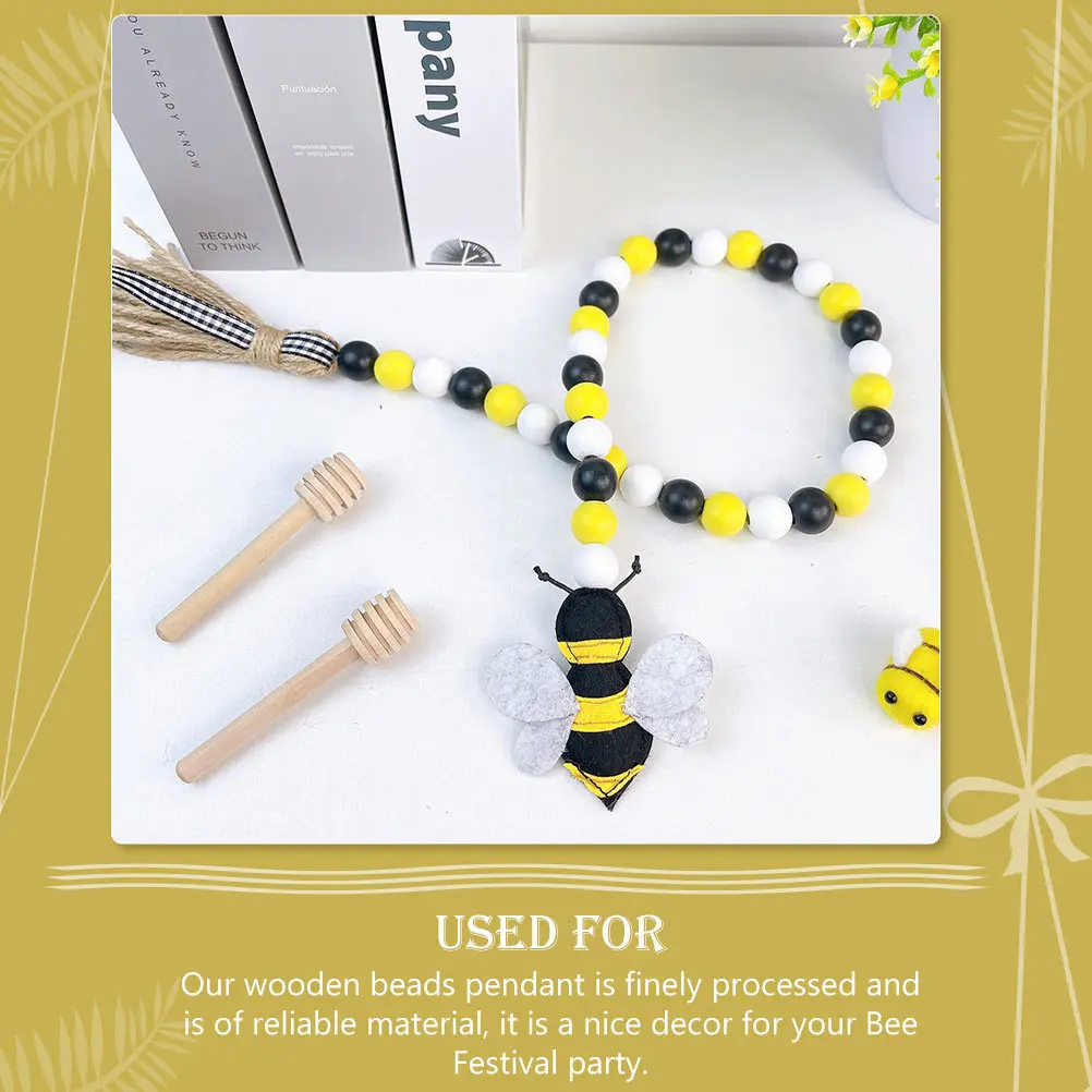 

Bee Wooden Bead String Hanging Decor For Festival Party Tassel Garland Wall Ornament Bee Festival Beaded String Party