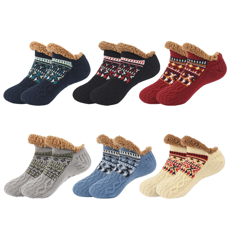 

Thermal Mens Slipper Socks Fluffy Winter Warm Non-slip Floor Socks Thickened Home Sleeping Soft Snow Socks Sleep Carpet Socks