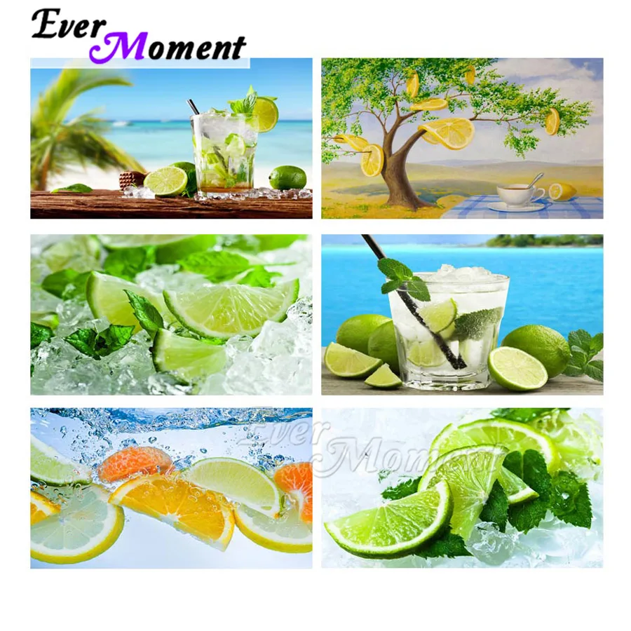 Ever Moment Diamond Painting Lemon Fruit Juice Orange Hobby 5D DIY Handmade Diamond Embroidery Full Square Round Drill ASF2007