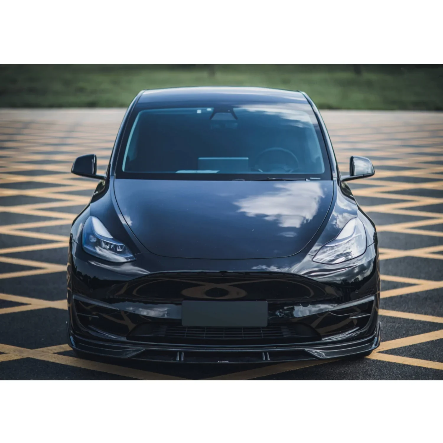 High Quality Model Y TK Style Dry Carbon Material Front Bumper Spoiler Suitable For Model Y Carbon Fiber Front Lip