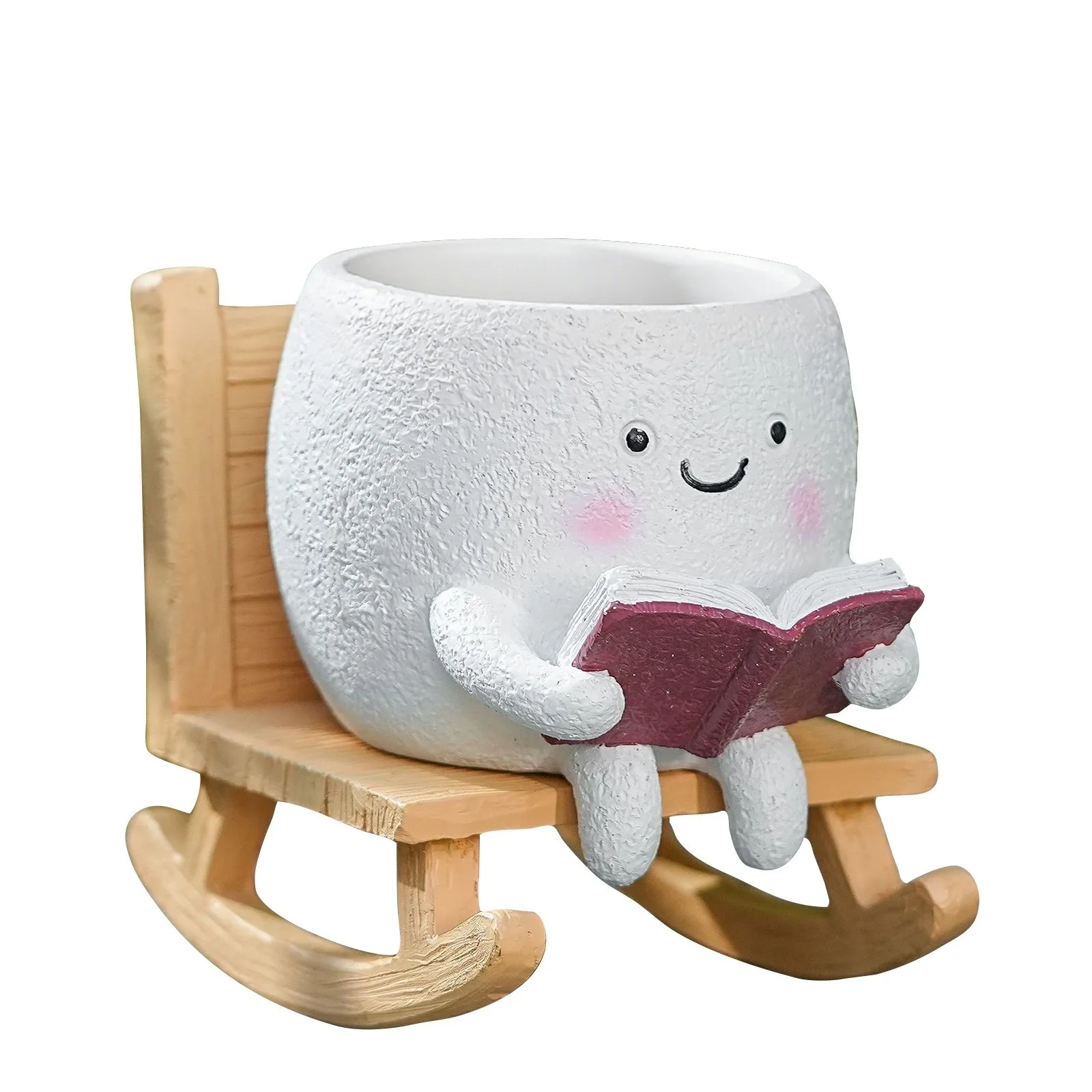 New Creative Tabletop Rocking Chair Flowerpot Decorations Fun Cute Chair Smile Face Vase Outdoor Garden and Courtyard Decoration