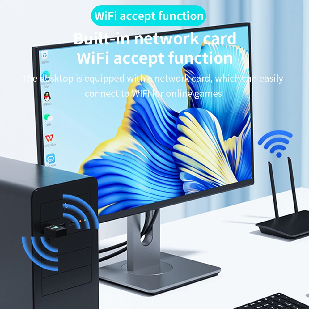TISHRIC Dual- Band Wifi Adapter 600Mbps USB Wireless Network Card Ethernet Receiver Network Card For PC Desktop Laptop