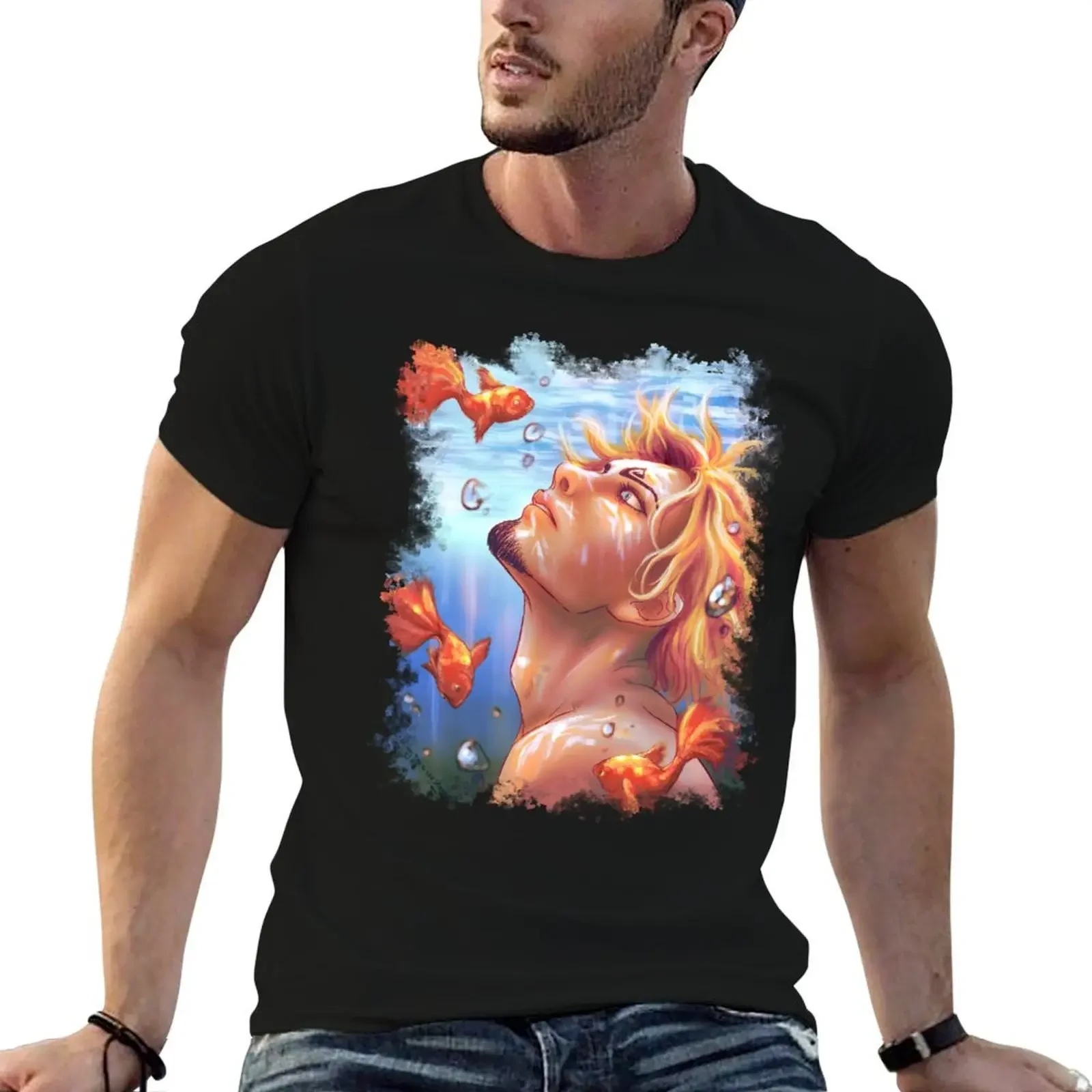 

underwater T-Shirt korean fashion baggy shirts anime figures tees t shirts for men cotton