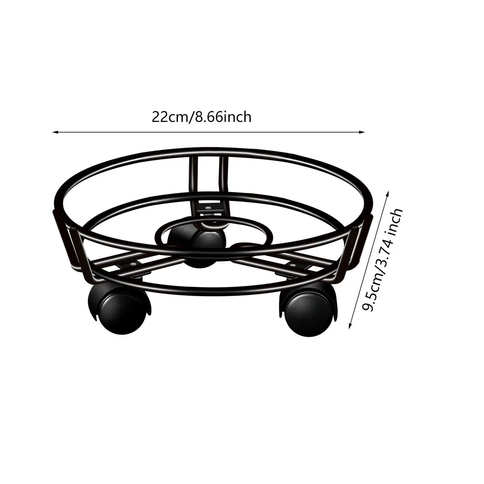 Adjustable Plant Stand with Wheels Black Iron Pot Caddy Roller Tray for Heavy Potted Trees Indoor Outdoor Use