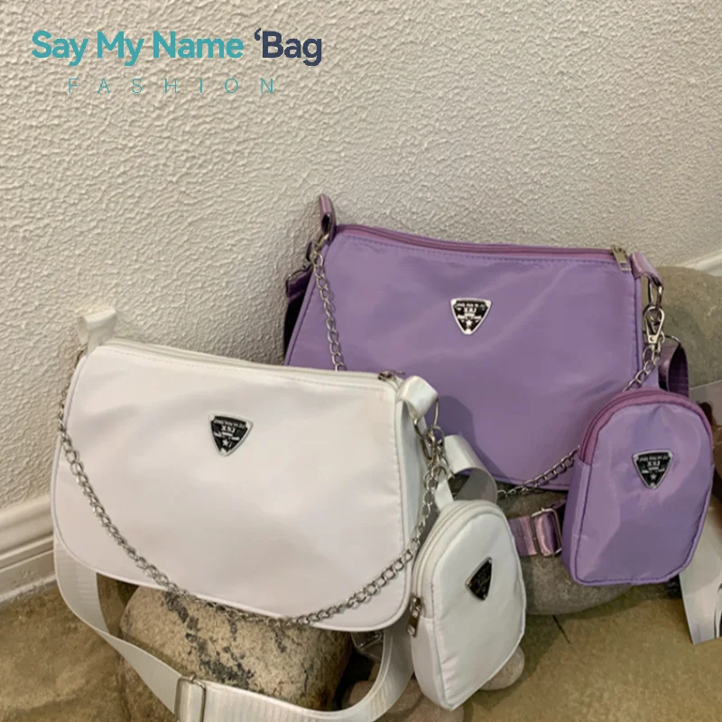 

Nylon Crossbody Bag For Women Fashion Portable Casual Underarm Bag Students Cross Body Bag 2in1 Sling Bag Trend Hand Bag