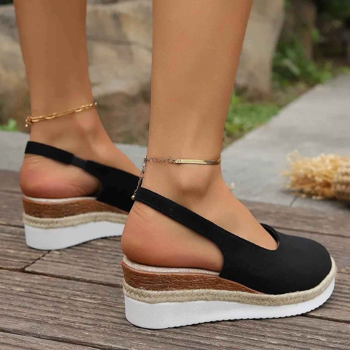 Women Summer Plain Wedge Sandals Bohemian Handmade Ladies Casual Comfortable Espadrilles Platform Pumps Shoes Sandalias De Mujer