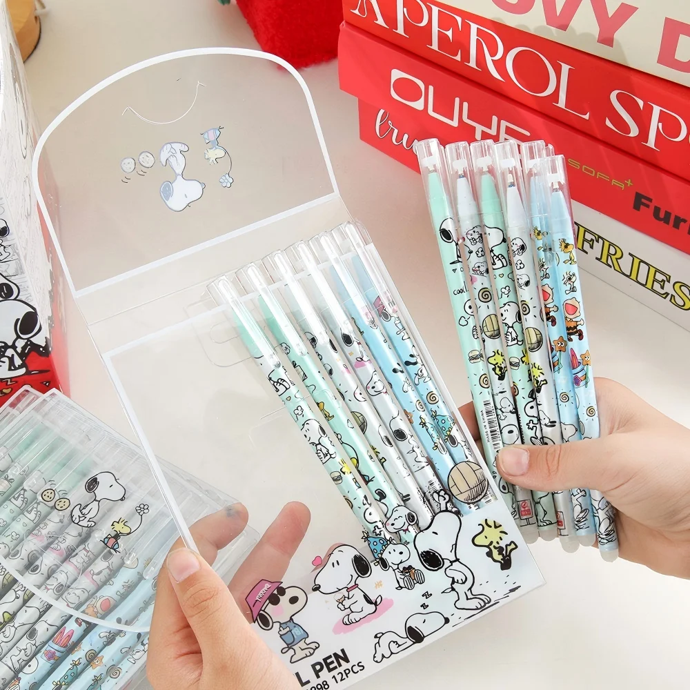 12pcs Snoopy Premium Erasable Blue Neutral Gel Pen 0.5mm Fine Point for Students School Office Daily Writing view 6