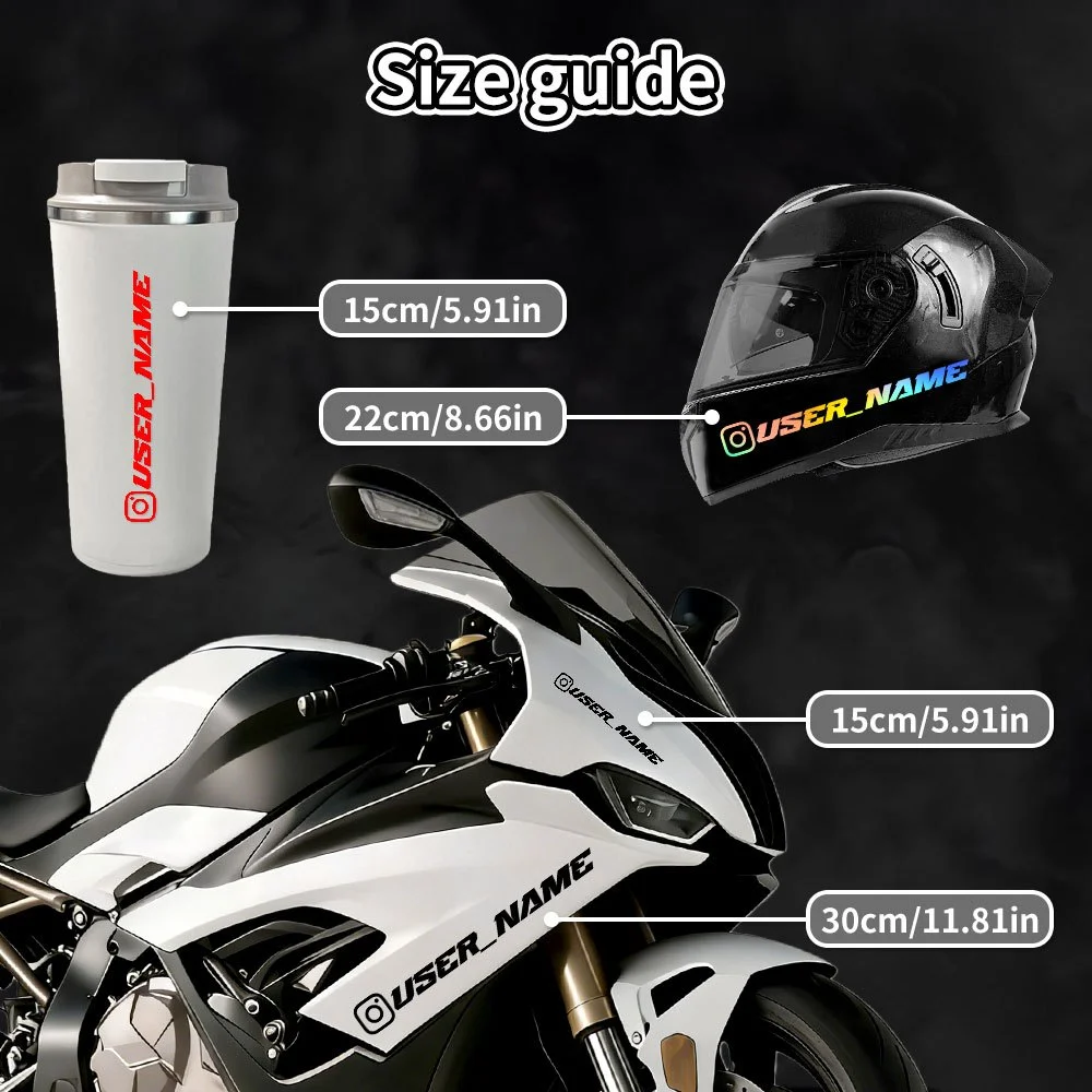 1PC Custom Instagram ID Cool Front Car Sticker Waterproof DIY Window Body Motorcycle Fuel Tank Helmet Self-adhesive Vinyl Decal image 5
