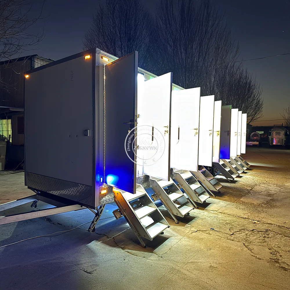 مقطورة مرحاض متنقلة فاخرة للاستخدام الخارجي مع عجلات مقطورة مرحاض محمولة للرجال والنساء للبيع #1