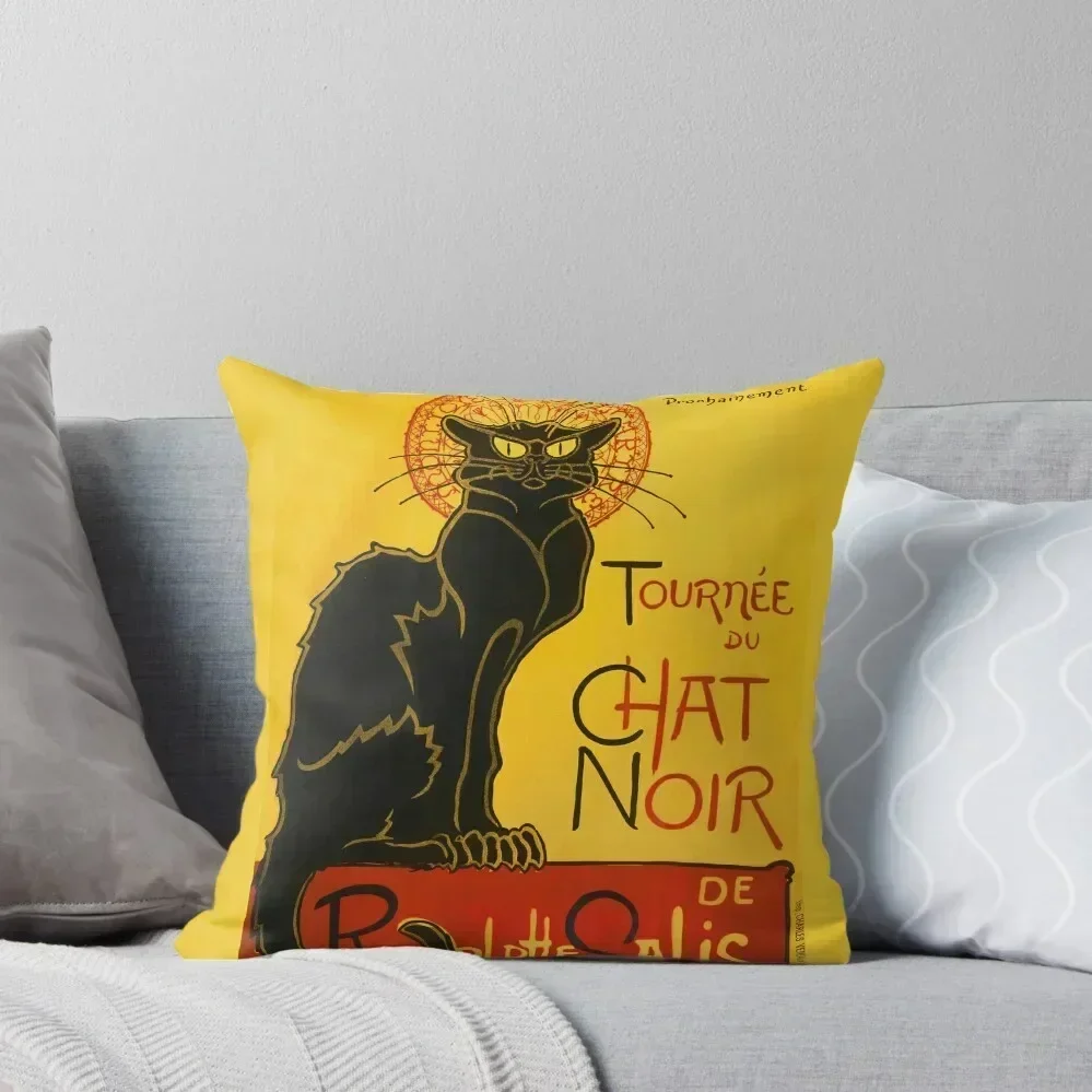 Le Chat Noir The Black Cat Art Nouveau Vintage Throw Pillow Anime Luxury Living Room Decorative Cushions pillow