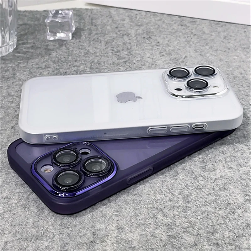Protector de lente transparente a prueba de golpes, funda protectora de silicona suave para iPhone 15, 14, 13, 12, 11 Pro Max, accesorios para teléfono