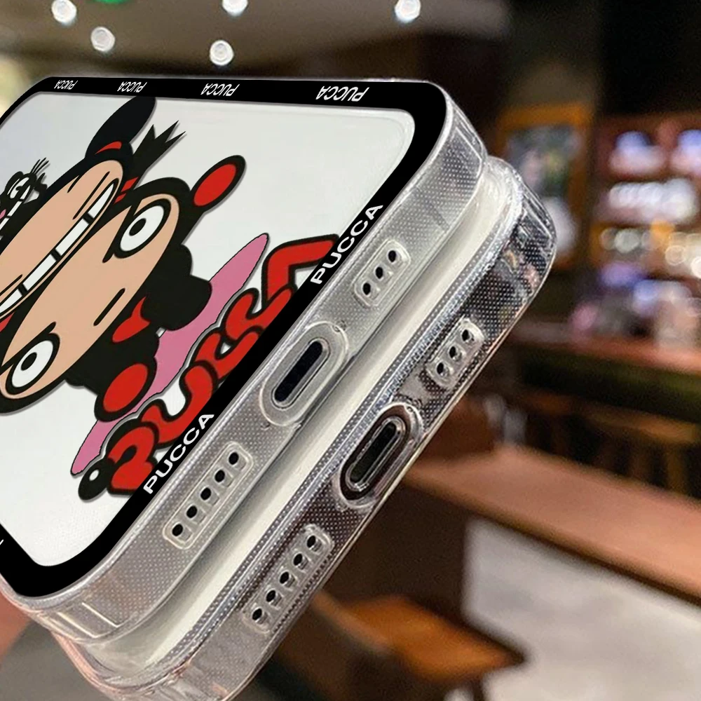 Cartoon Pucca Garu Phone Case For Samsung S24 S23 S22 S21 S20 S10 FE Note20 Note10 Plus Ultra Lite 5G Clear Soft TPU Cover