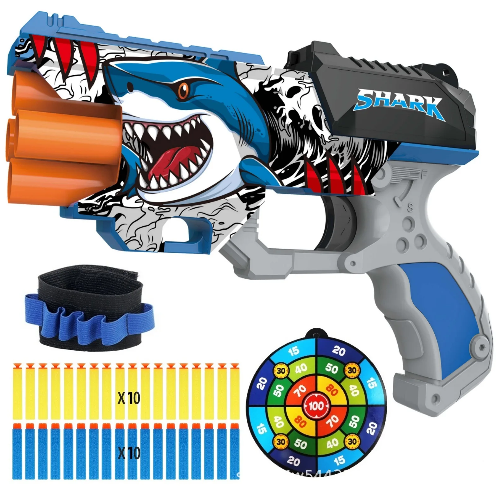 Multi-Function Graffiti Shark Air Soft Gun Toy 6-Round Automatic Safe Bullet Shooter For Outdoor Sports Waterproof Perfect Gift - Image 3