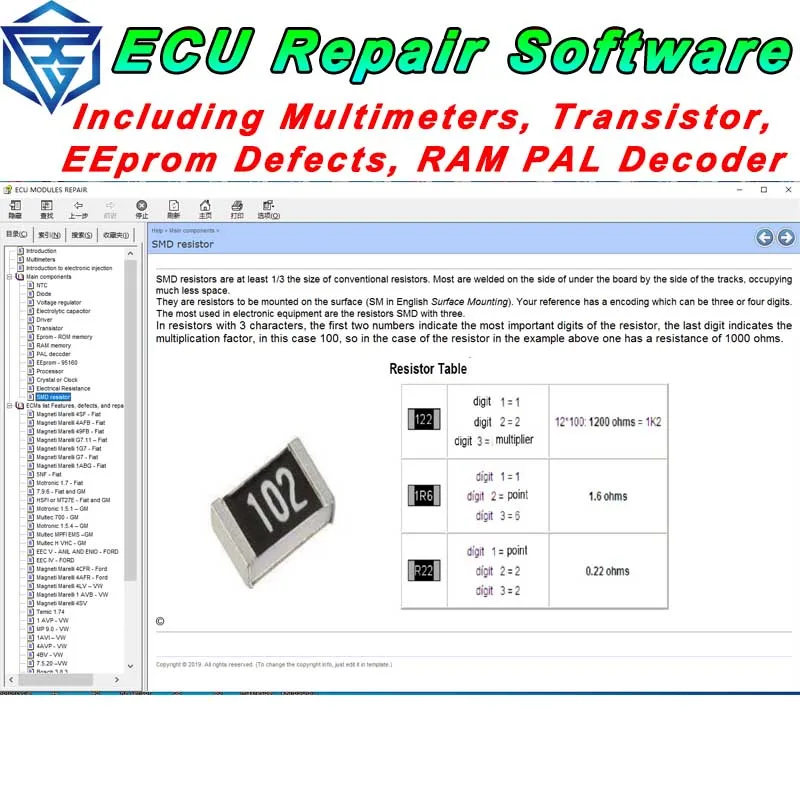 ECU Repair Software ECUs Pinout Immo Location Car-Repair Tool Including Multimeters Transistor EEprom Defects RAM PAL Decoder