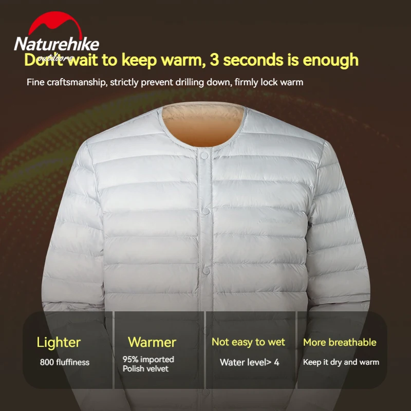 Imagem -04 - Naturehike Ultralight Winter Goose Down Jacket para Homens e Mulheres Cabolsa Leve Manter Aquecido Leve Camping Caminhadas Pesca 800pf Unissex 260g