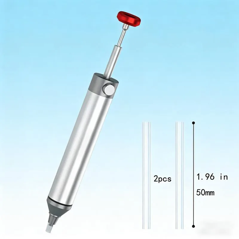 

New Aluminum Desoldering Pump Welding Gun Solder Suction Pen Desoldering And The Heat-resistant Silicone Nozzle Can Be Replaced.