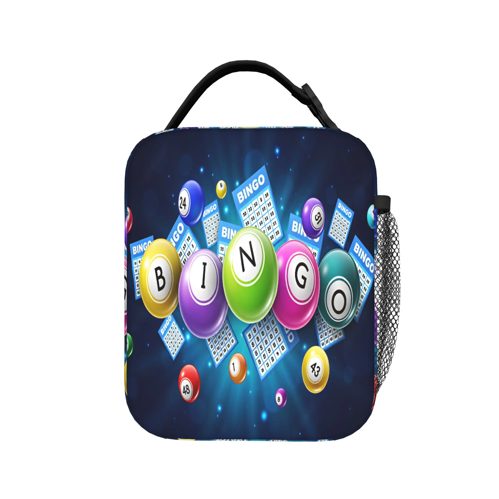 Bingo-Bälle Papier-Lunch-Tasche Tragbare Lunch-Box für Mädchen Reise-Grafik-Design Kühltasche Lustige Oxford Thermo-Lunch-Taschen