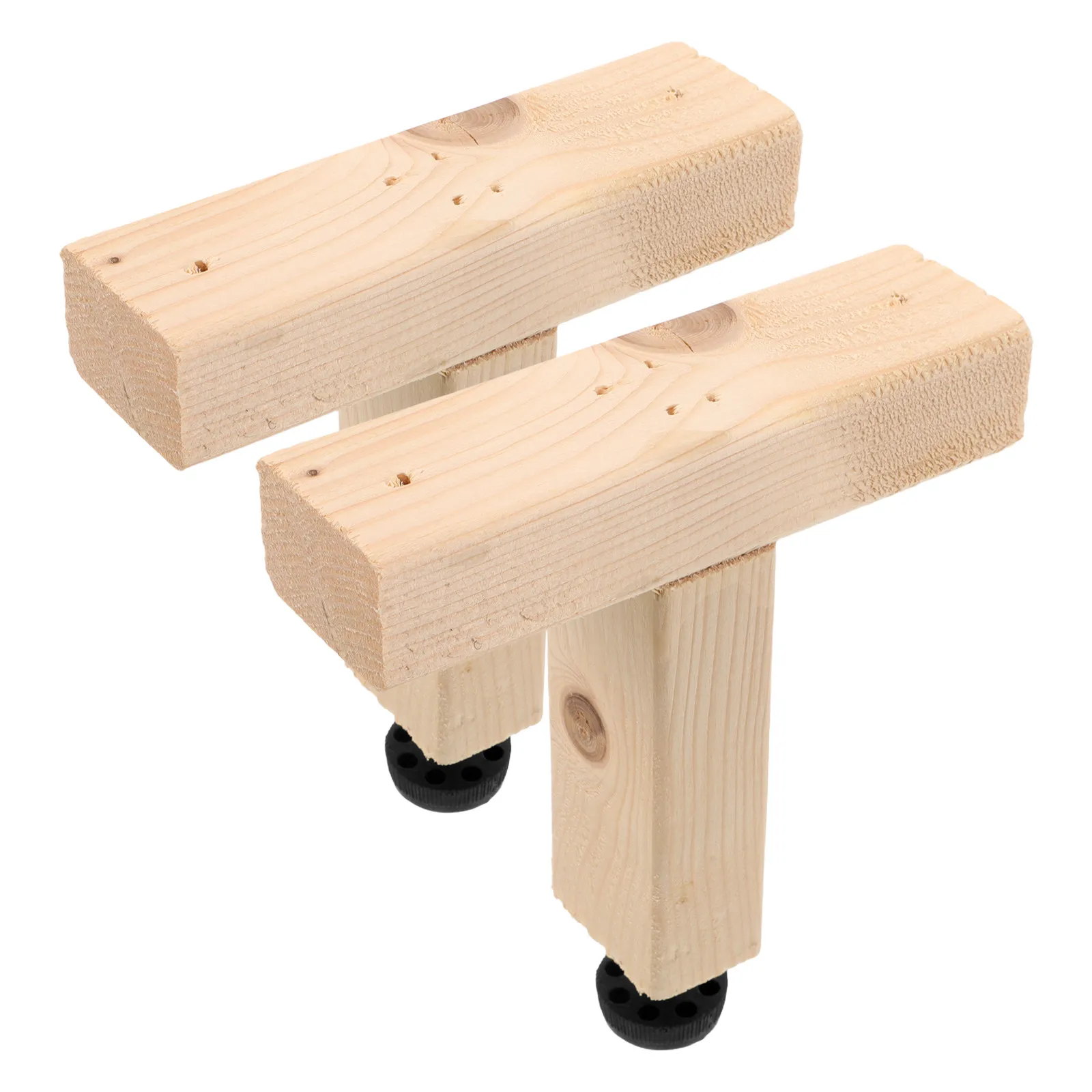 2Pcs Adjustable Height Wooden Bed Frame Center Support Legs Heavy Duty Solid Wood Replacement Support Brackets Nonslip Feet