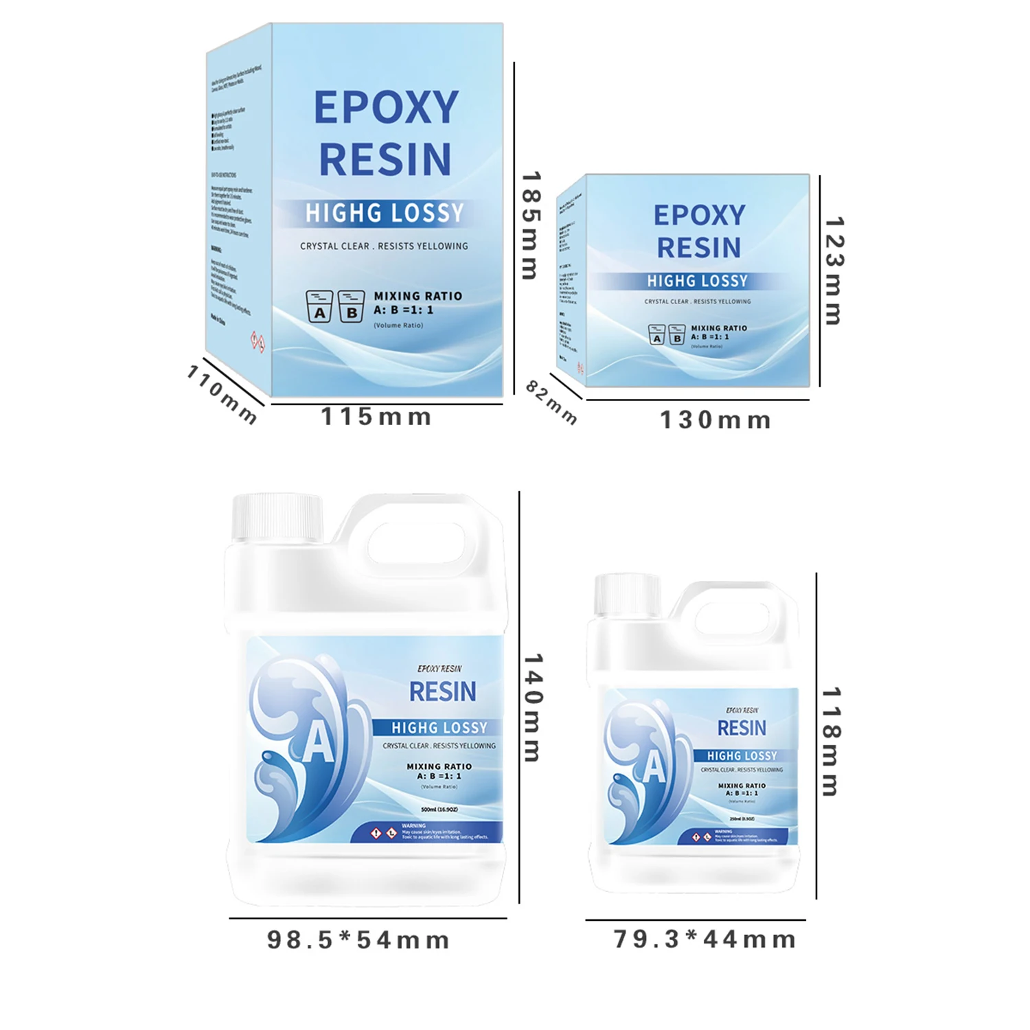 Epoxy Resin Set 1:1 AB 500/1000ml High-Definition Transparent Gloss Crystal Clear Epoxy Resin Glue for DIY Jewelry Making