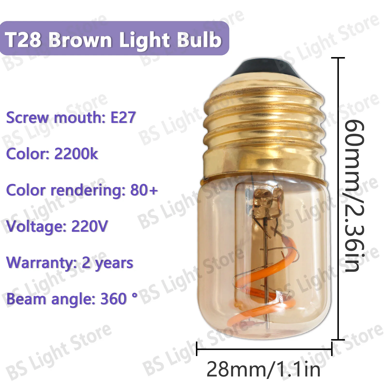 LED Mini E27 T28 Light Bulb Filament 1W AC 220V 2200K Warm light Vintage Candle Light Ampoule IncandescentSpiral Lamp Glass Bulb
