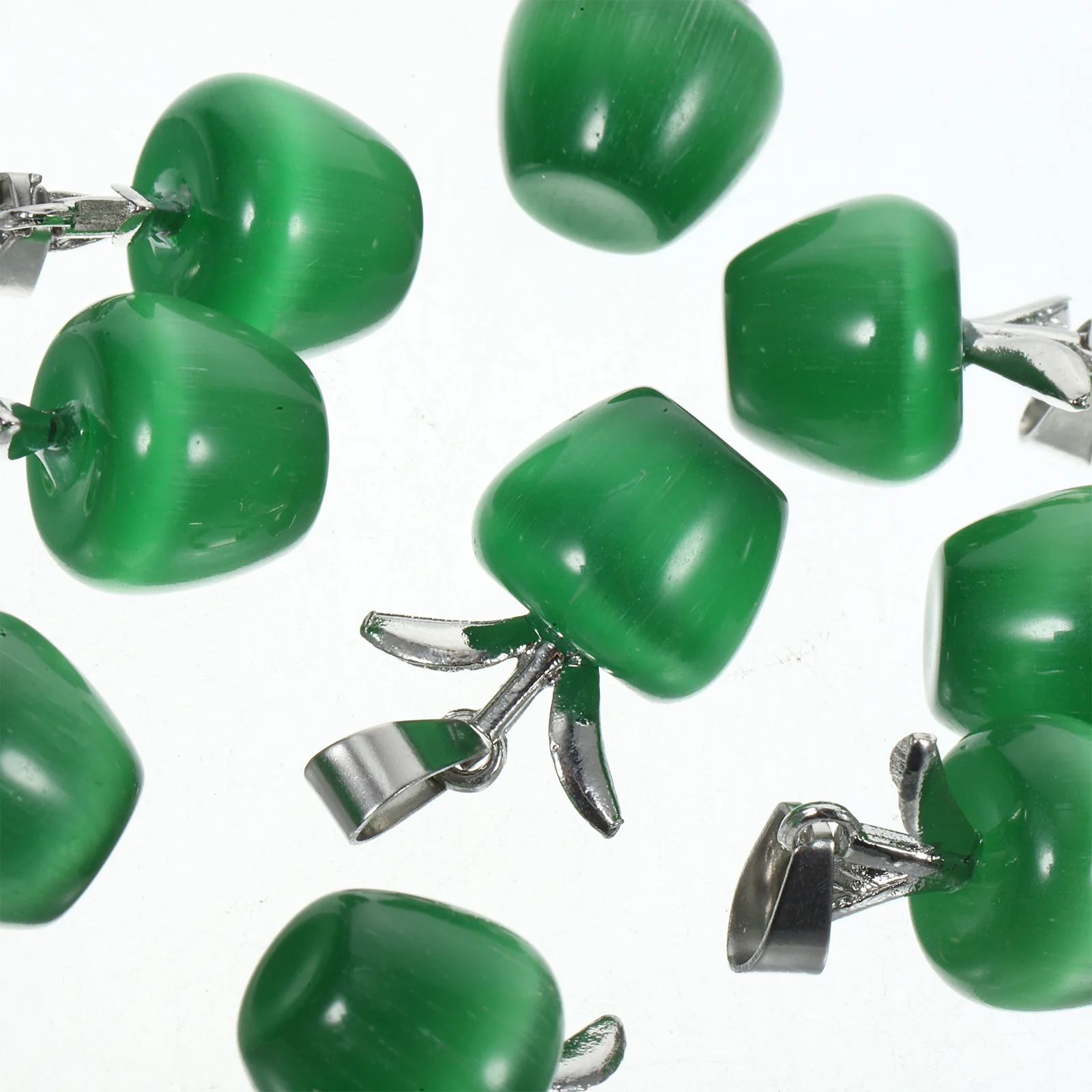 

10pcs Creative Cat Eye Stone Pendant Charm For Diy Jewelry Making Small Lightweight Durable Crafts Supplies For Adults