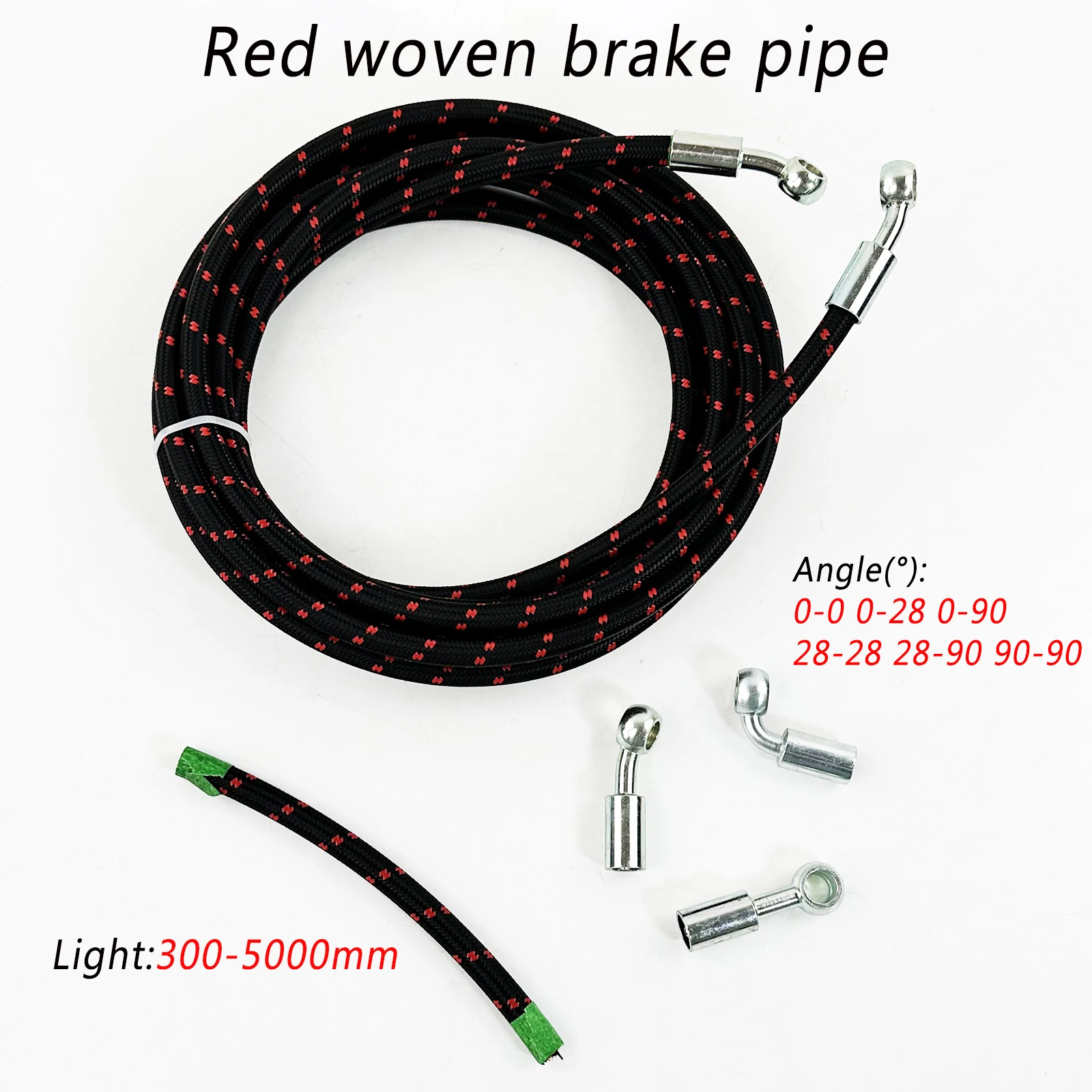 

0°-28°-90° 300-5000mm Length Red PA12 Braided Brake Hose Universal Fit for Cars Motorcycles High-Pressure Performance Line