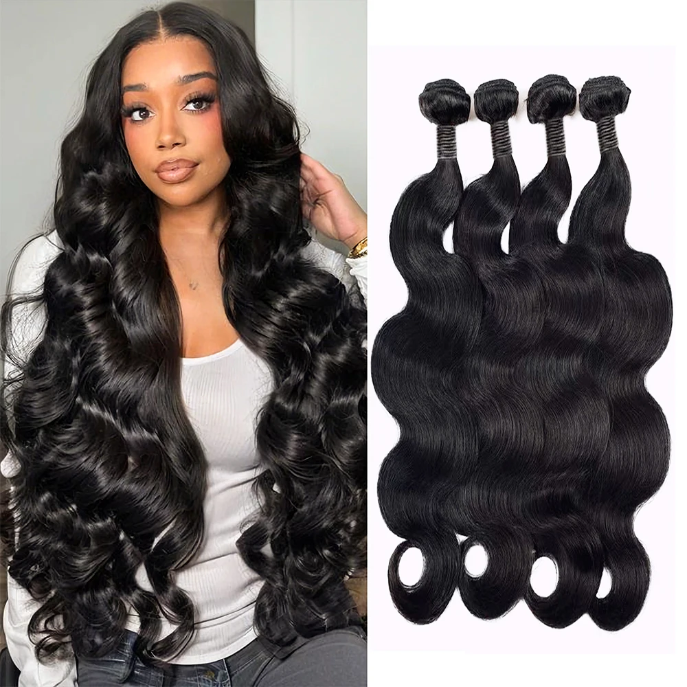 

Натуральные черные объемные пучки человеческих волос, бразильское переплетение волос Remy, 3 пучка, предложения, наращивание волос 14-30 дюймов