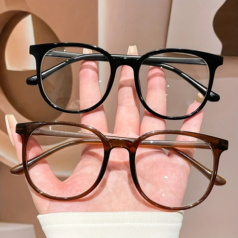 2 Pairs of Square Classic Fashionable Glasses Transparent Lenses Suitable for Men and Women To Match