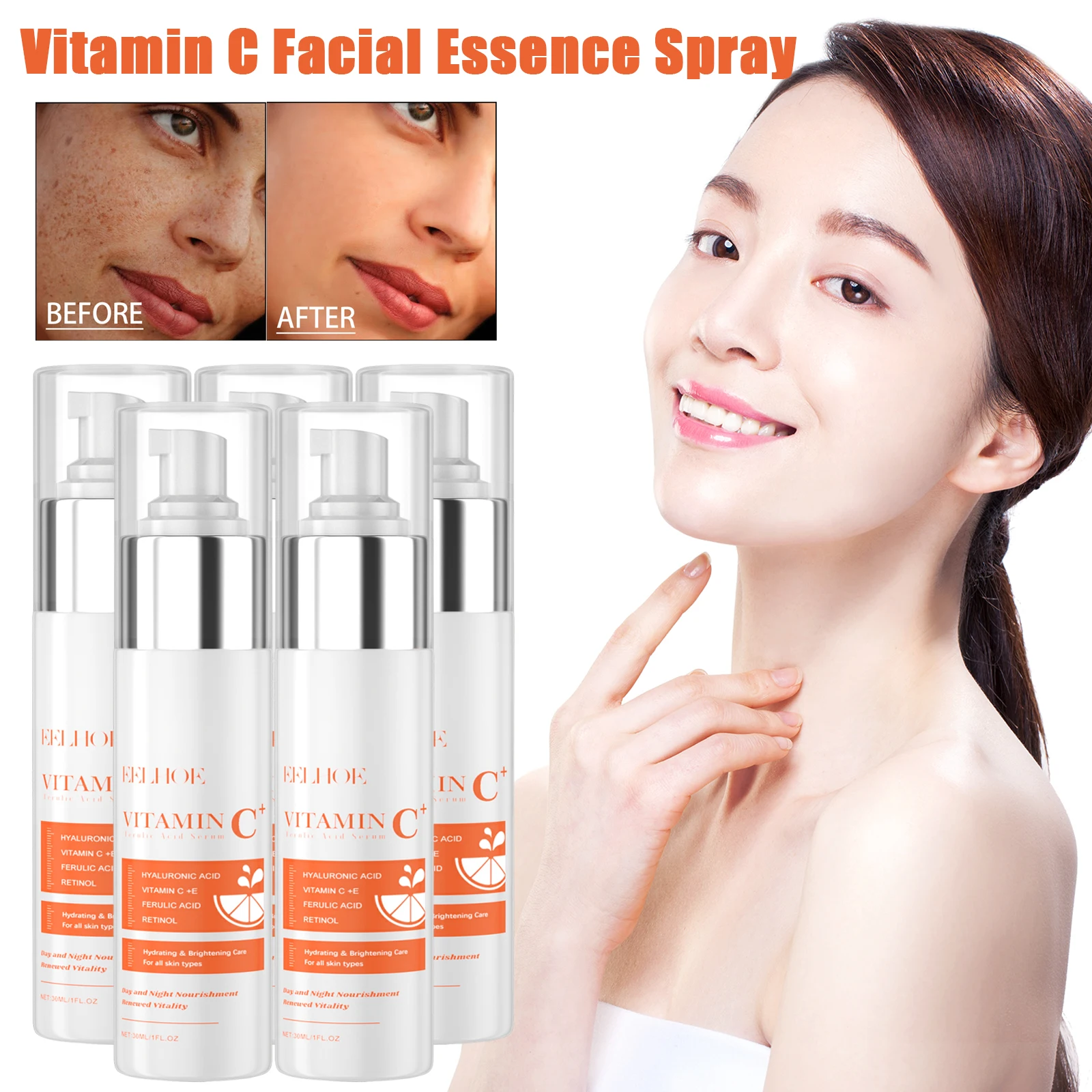Vitamina c essência facial pele escura iluminar soro desbotar linhas finas reparação hidratante soro maçante rosto cuidados de alisamento da pele
