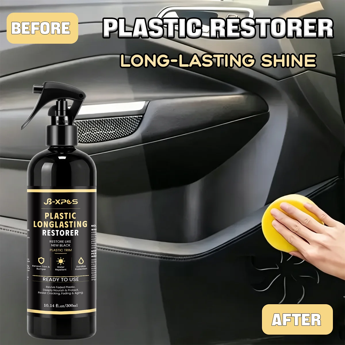 Auto Plastic Restorer, Refresh Dull Weathered Plastic Surfaces, Restore Black Shine For Automobile PlasticTrim Components YT0512
