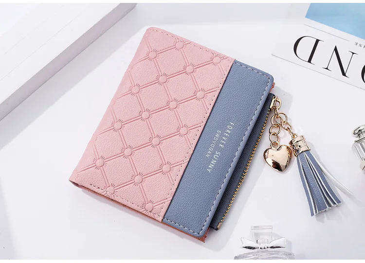 New wallet short women\'s Zipper Wallet Korean tassel simple versatile Wallet purses Fashion