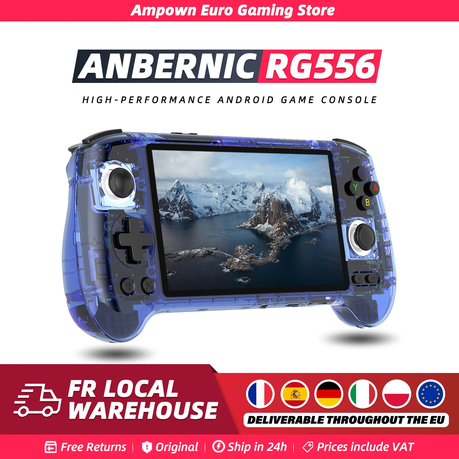 ANBERNIC – Console de jeu Portable RG556, écran AMOLED de 5.48 pouces, système Android, batterie 5500mAH, Bluetooth 5.0, lecteur de jeu vidéo Portable