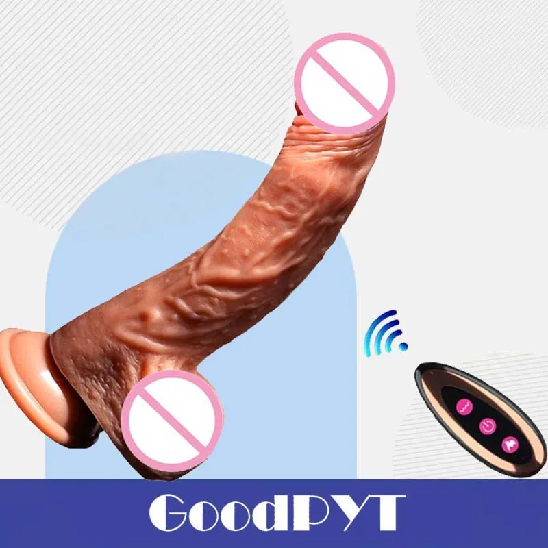 

10 Frequency Masturbation Vibrator Liquid Silicone USB Wireless Remote Control Heating Telescopic Peristaltic Vibrating Rod Fake