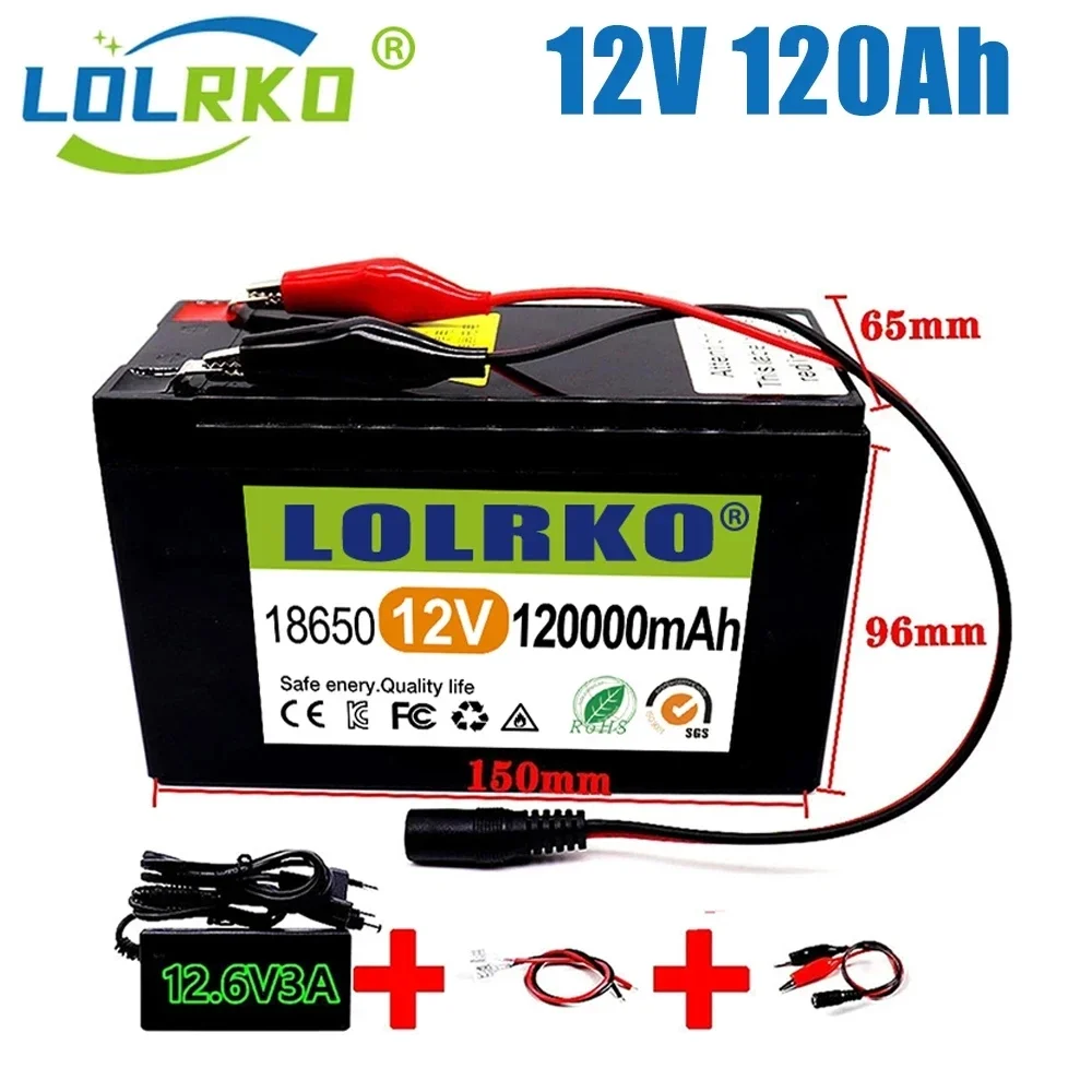 

New 12V 40Ah 50Ah 100Ah 120Ah lithium Battery Pack Lithium Iron Phosphate Batteries Built-in BMS For Solar Boat+12.6V Charger